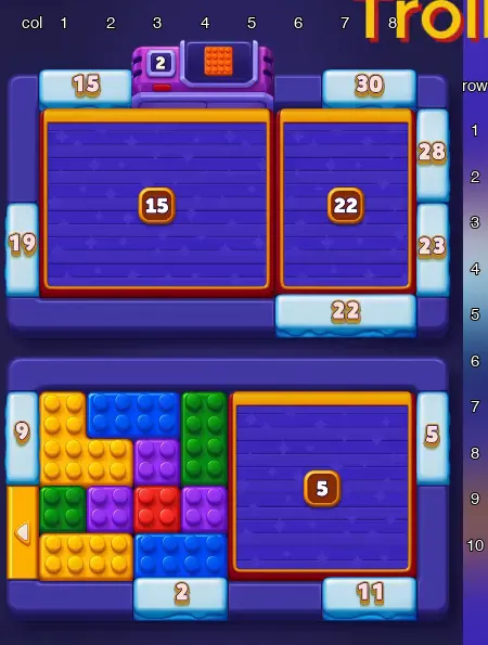 Block Out Level 39 board at the start
