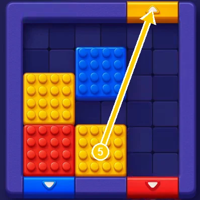 Yellow block heading to the yellow gate at the top right in Block Out Level 4
