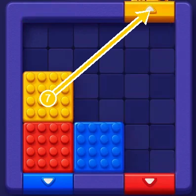 Second yellow block leaving through the top gate in Block Out Level 4