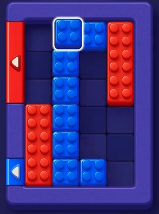 Only blue squares and red bars left in Block Out Level 5