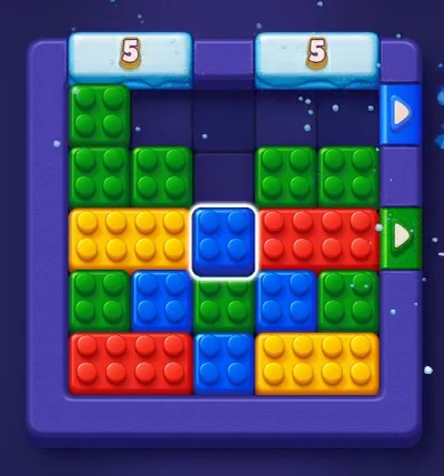 Block Out Level 6 board partway through